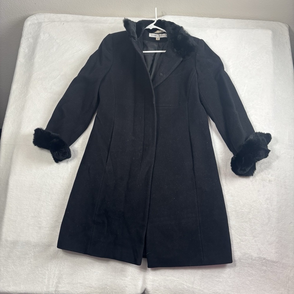 VTG Larry Levine Wool Blend Black Long Sleeve Coat Women's Size 6